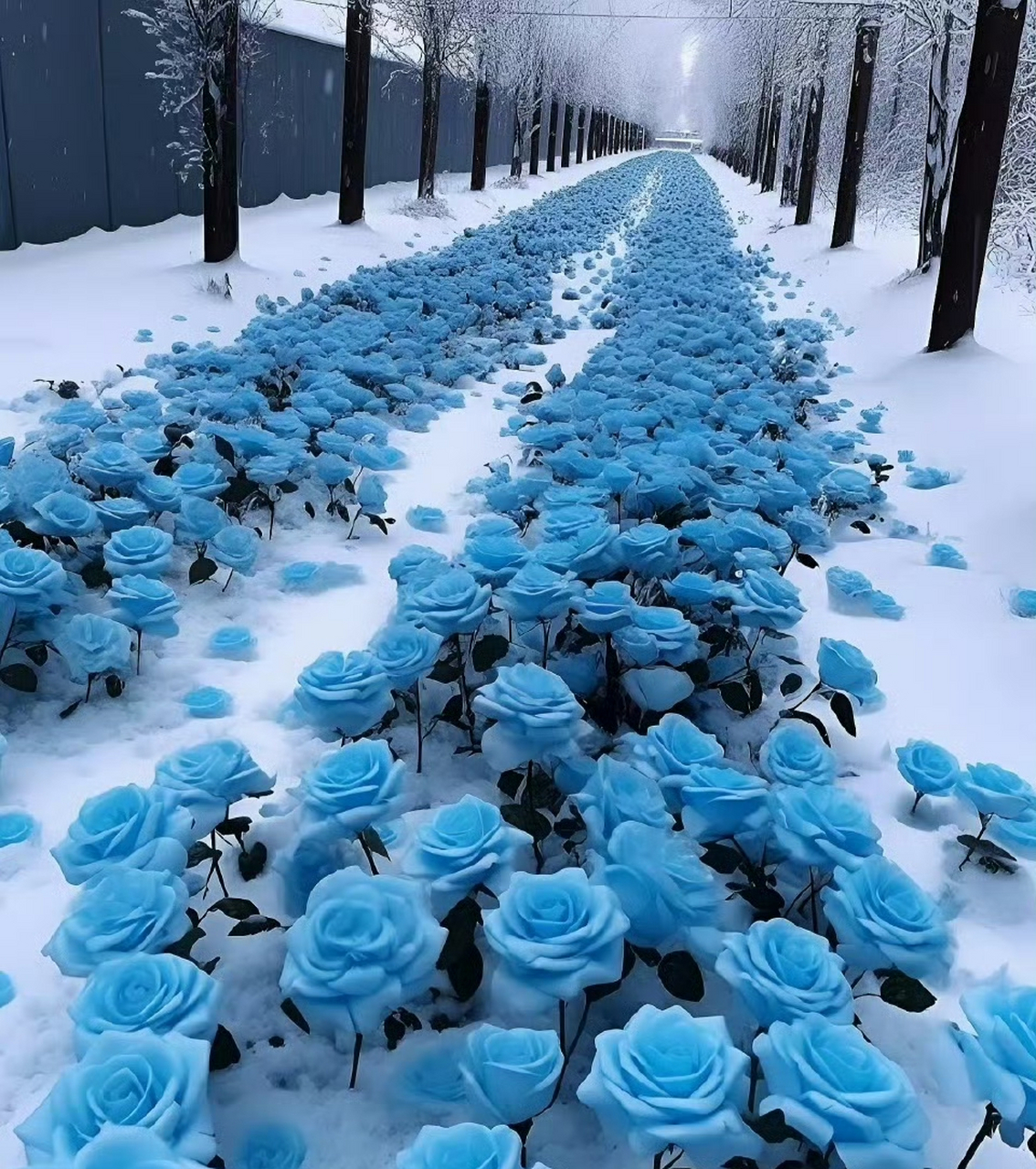 唯美山雪蓝玫瑰壁纸 #冬天的第一张照片