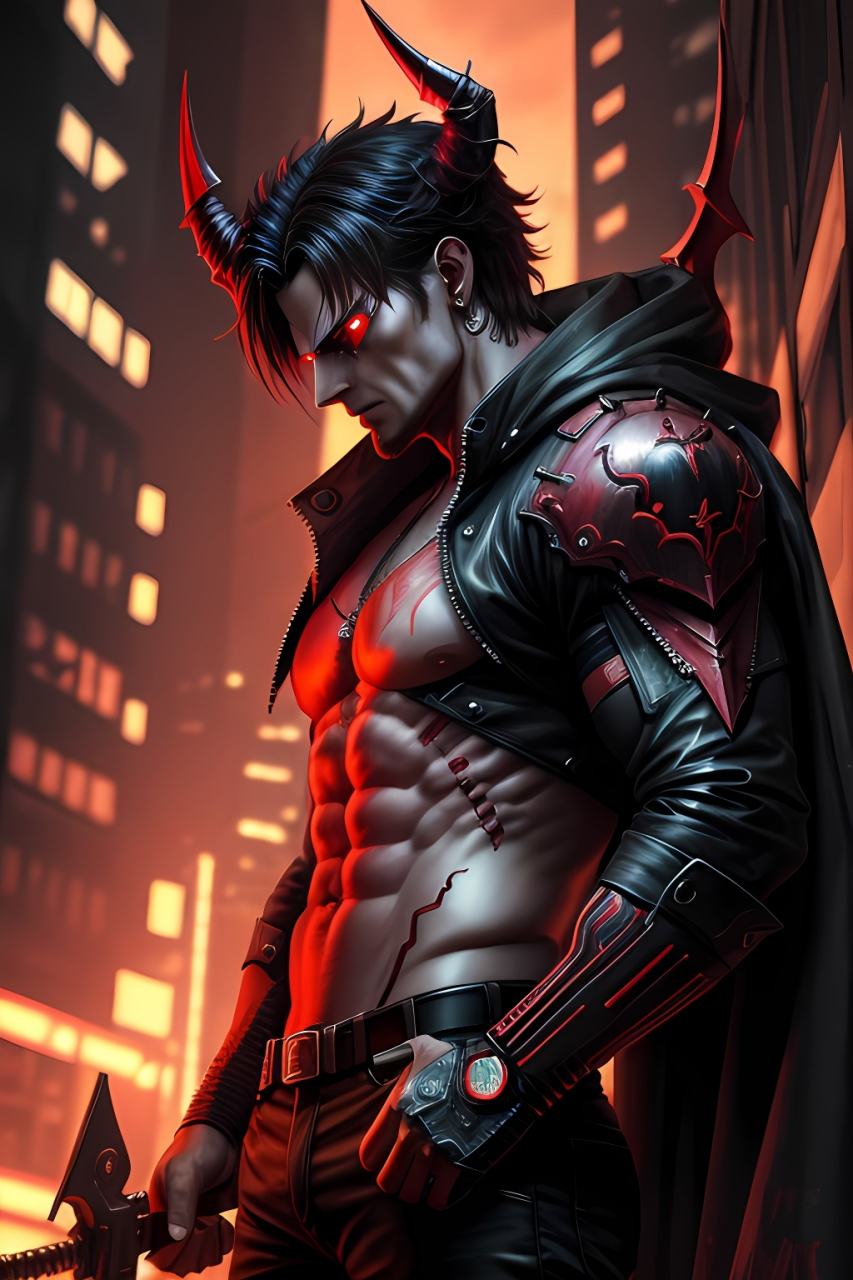 恶魔愤怒的撒旦,赛博朋克