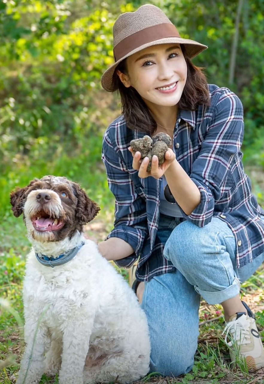 黎姿去庄园探寻松露,穿格子衬衫牛仔裤,丝毫没有女明星包袱,特别贴近