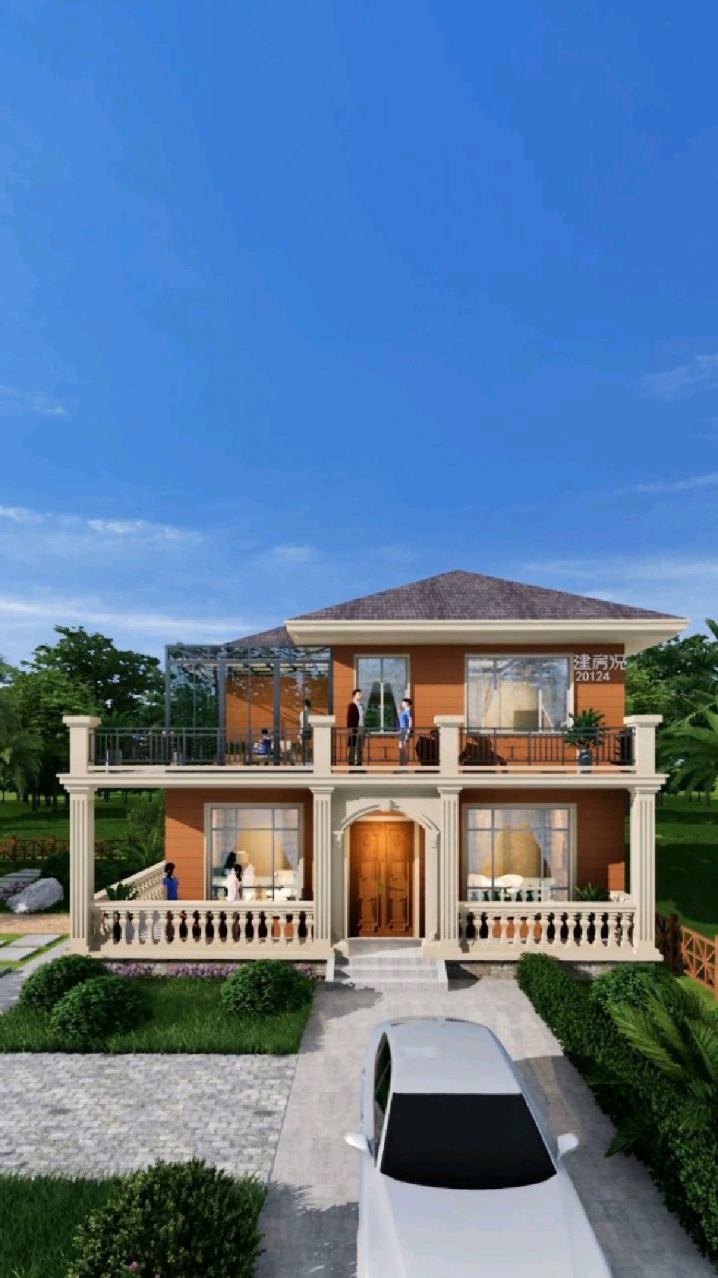 12x13米二层欧式农村自建房别墅设计建房施工图纸齐全可购买