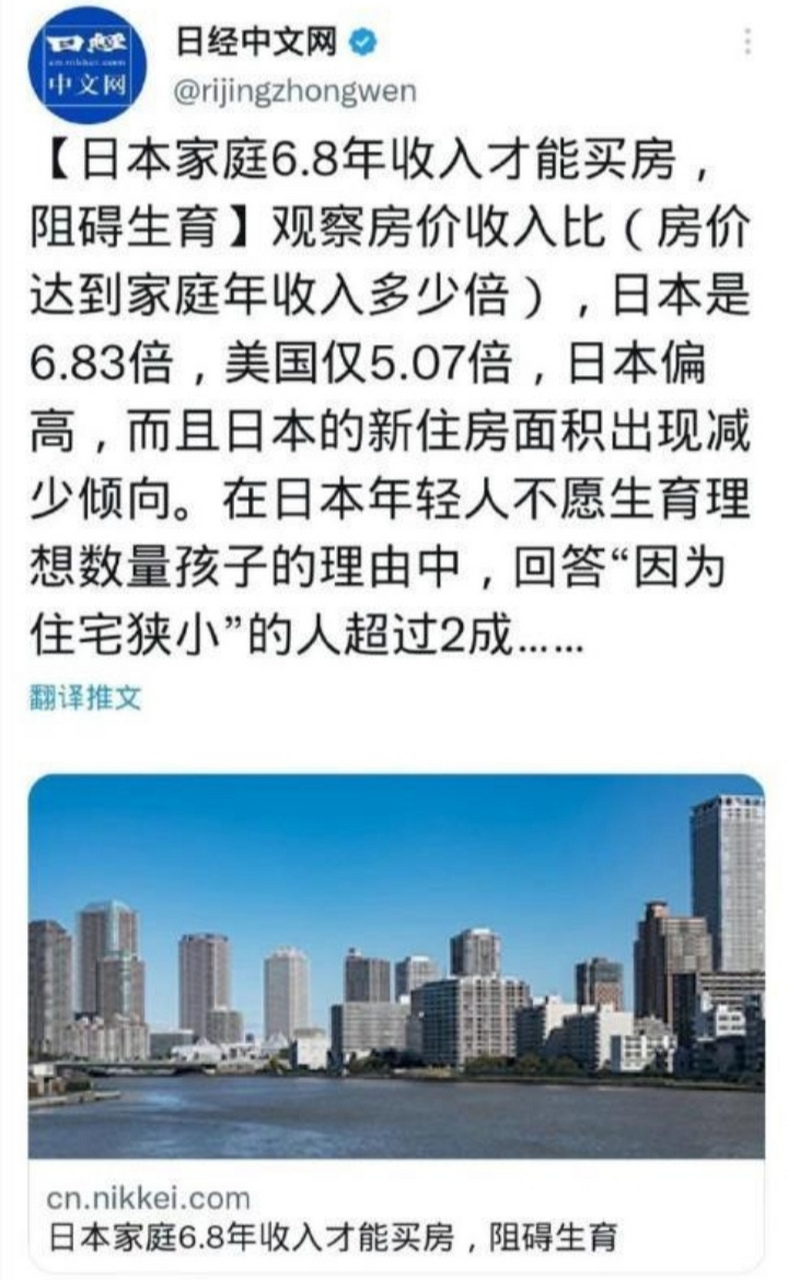 日本家庭需要6.8年收入才能買得起房