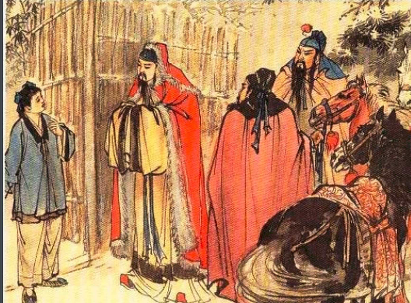 给友友们分享几张《三顾茅庐》的图画,有喜欢的朋友可以了解一下[滑稽