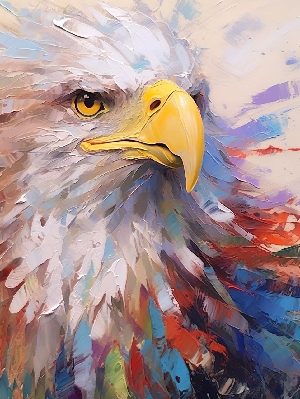 刮刀油画(白头海雕),这笔触很颜色太给人视觉冲击效果了.