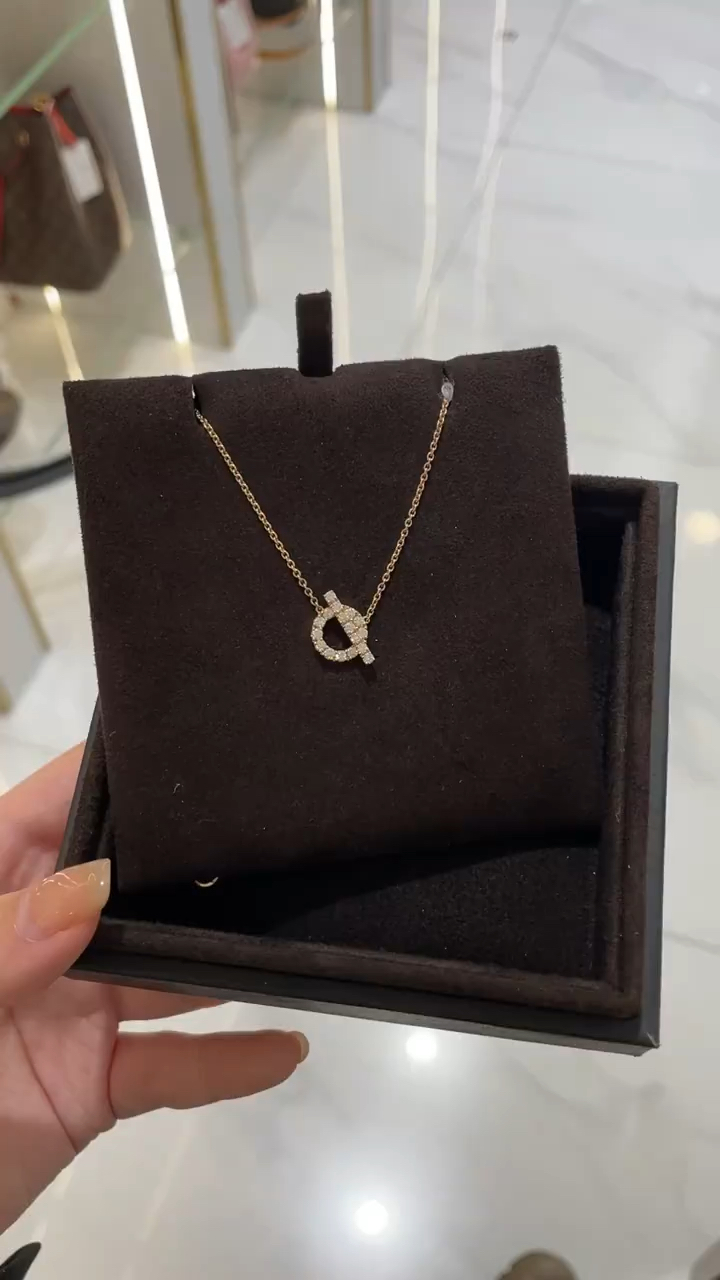 爱马仕玫瑰金满钻小q项链#项链#奢侈品#同城
