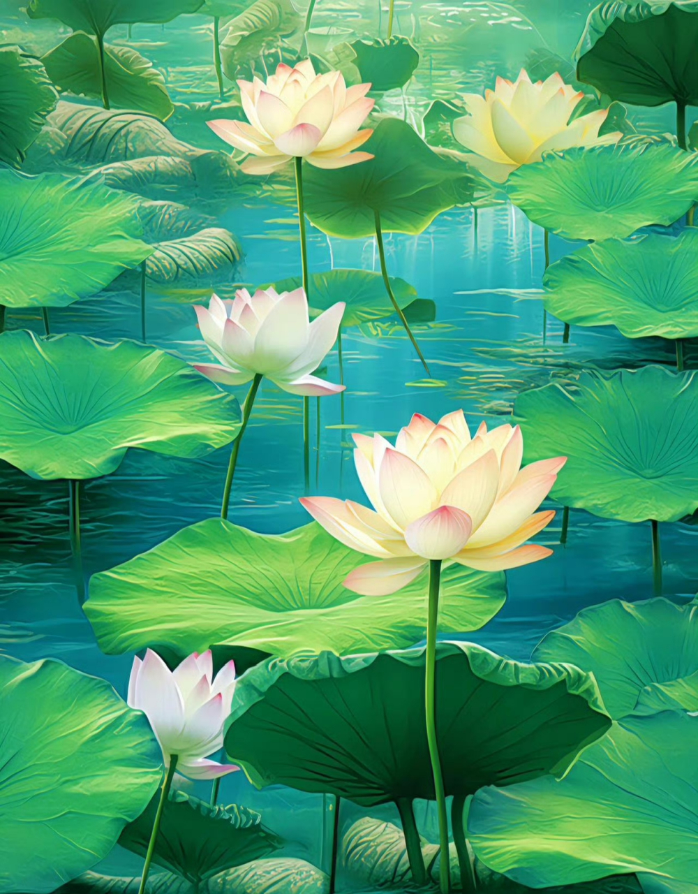 开枝散叶,寓意吉祥如意,喜爱荷花,因为它象征着美丽,象征着希望.