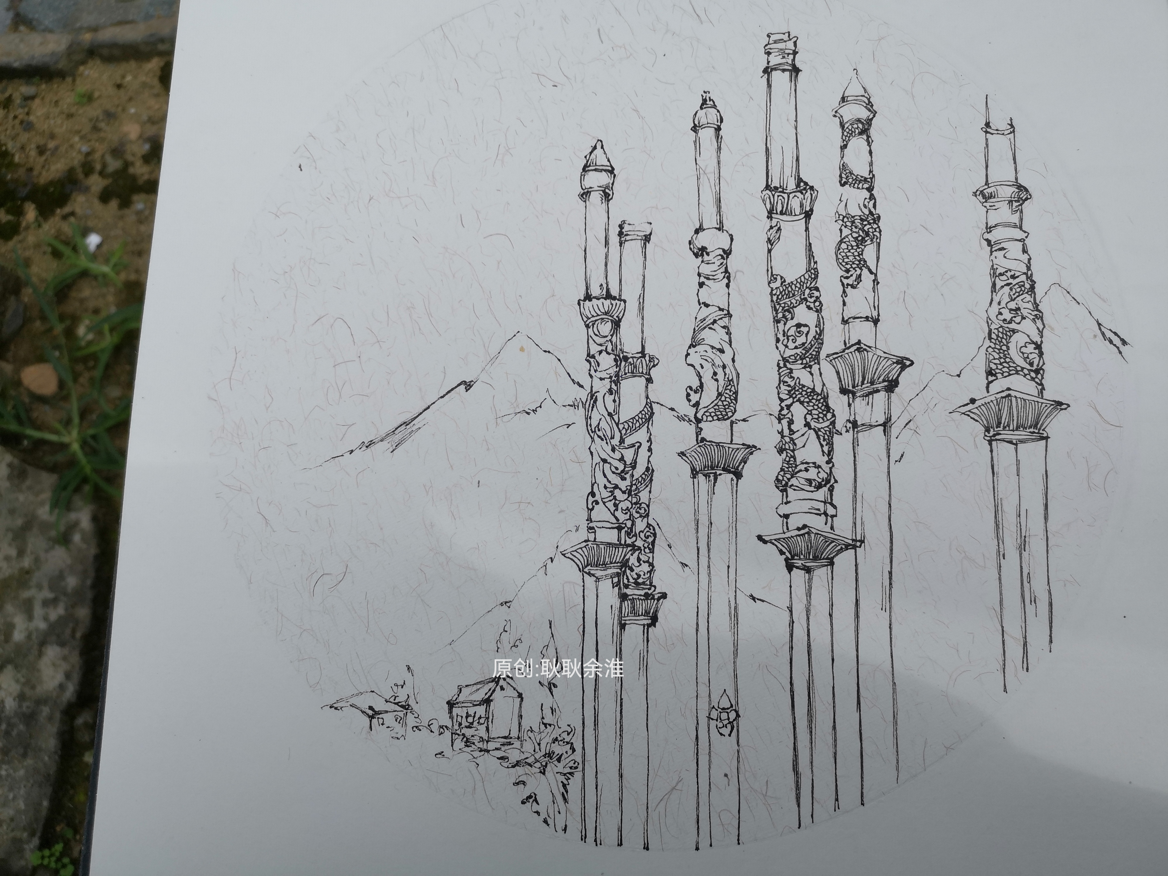 安徽宏村写生「原创」 安徽宏村图片