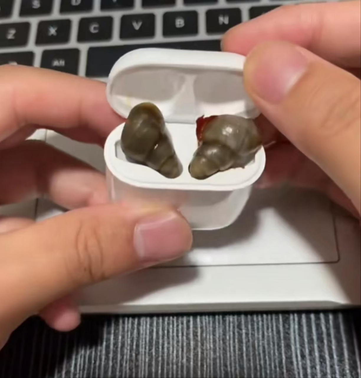 昨晚吃烧烤喝多了,刚刚拿出耳机想听歌,结果……#搞笑