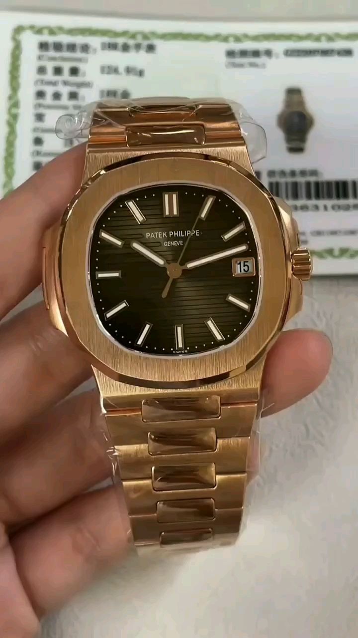 实拍百达翡丽玫瑰金鹦鹉螺5711整体外观设计非常奢华大方