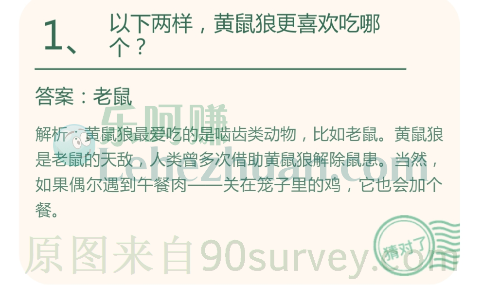以下两样黄鼠狼更喜欢吃哪个？答案：老鼠