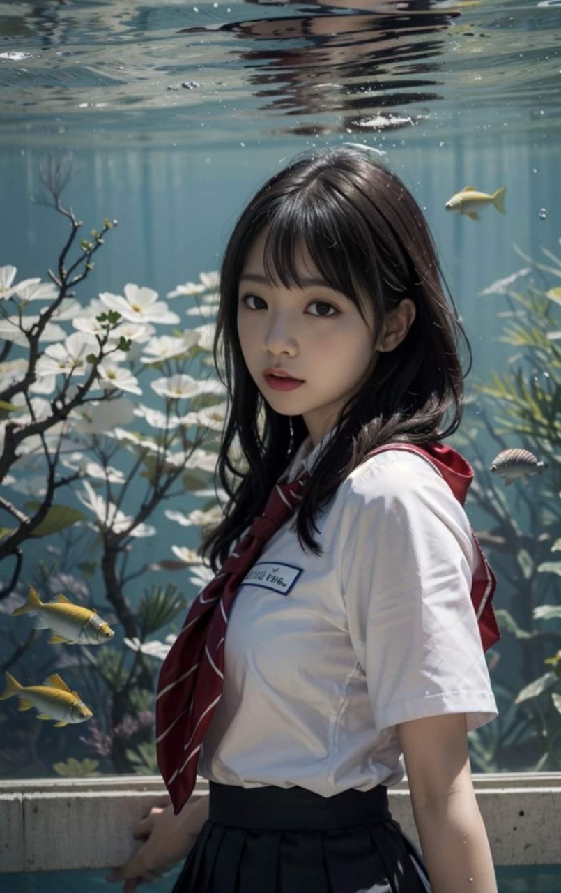 『ai绘画』水中的jk小姐姐.#jk制服# #ai绘画美女写真# #养眼美女