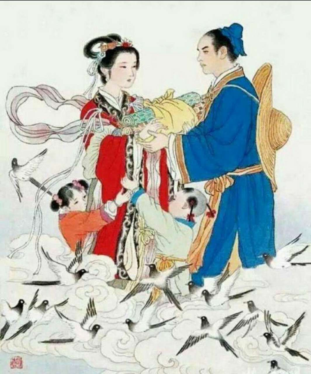 七夕·鹊桥相会  星河璀璨鹊搭桥 , 牛郎织女会乞巧.