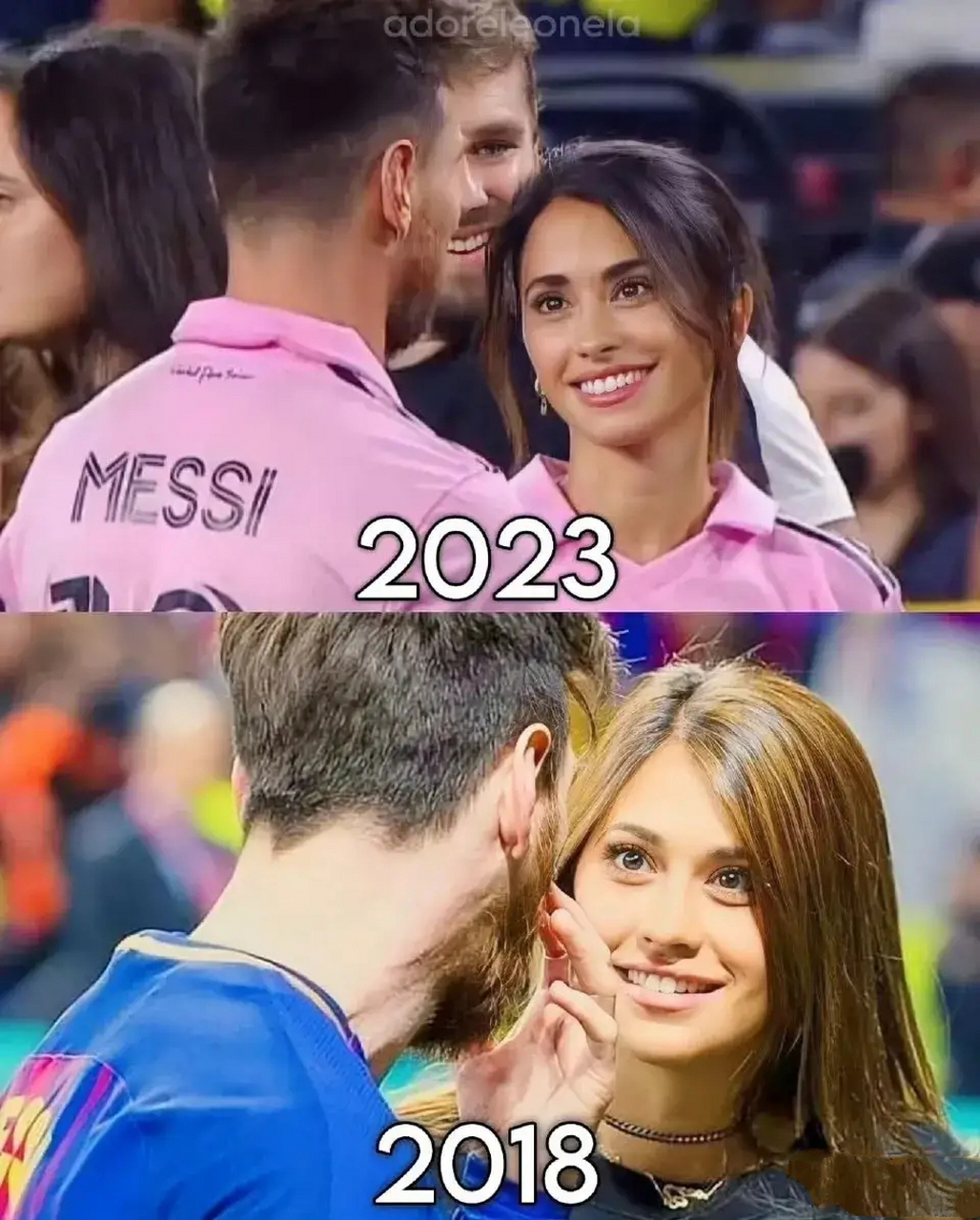 梅西与安东内拉的爱情故事 时间在改变 球队在改变 年龄在改变 .