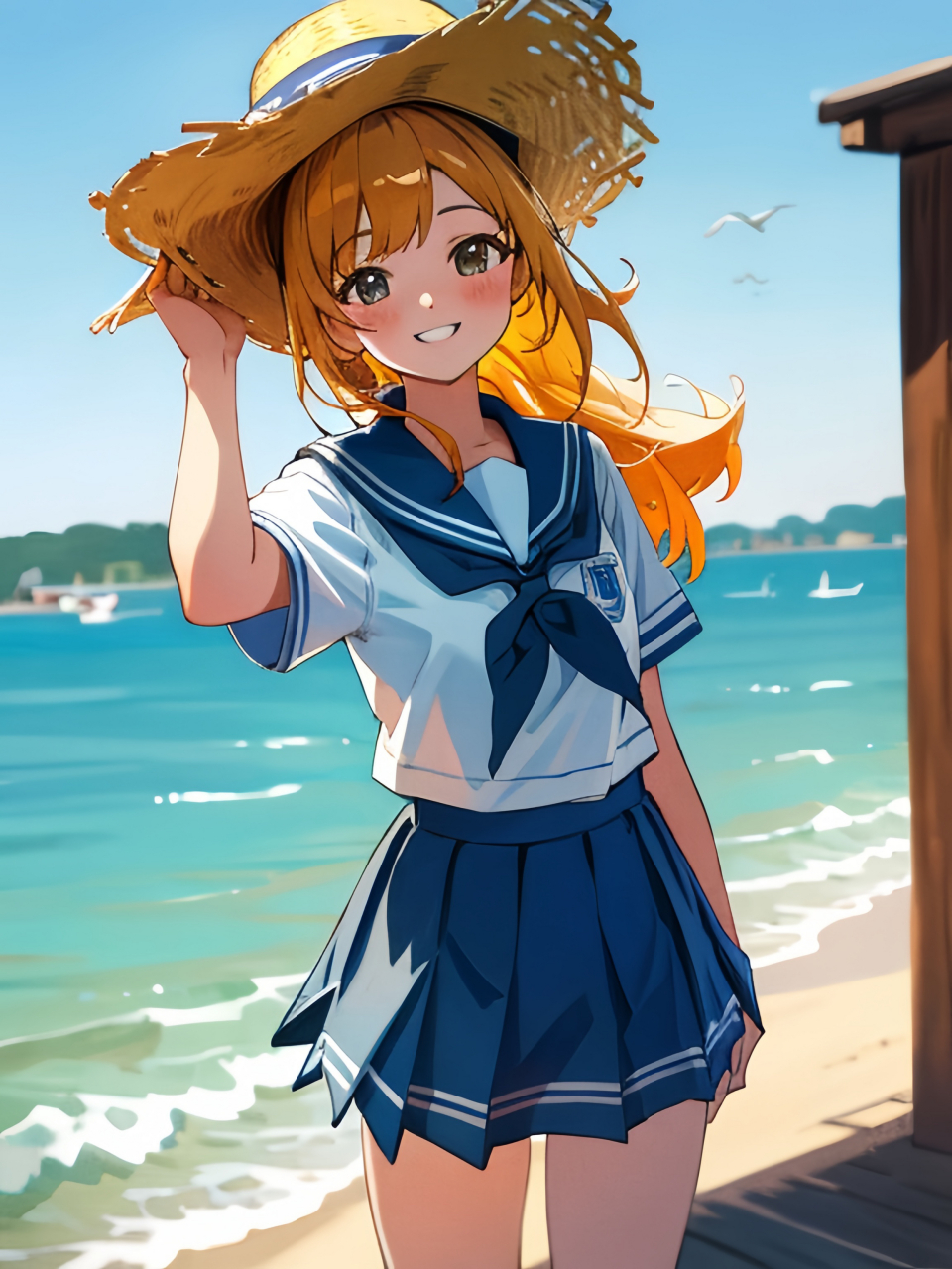 动漫壁纸|分享一组原创夏日海滨女孩壁纸 #动漫壁纸# #治愈不开心