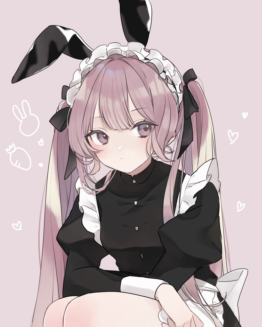 粉毛兔耳女仆 画师:ころてん#二次元美图# #我爱二次元# #二次元萌妹