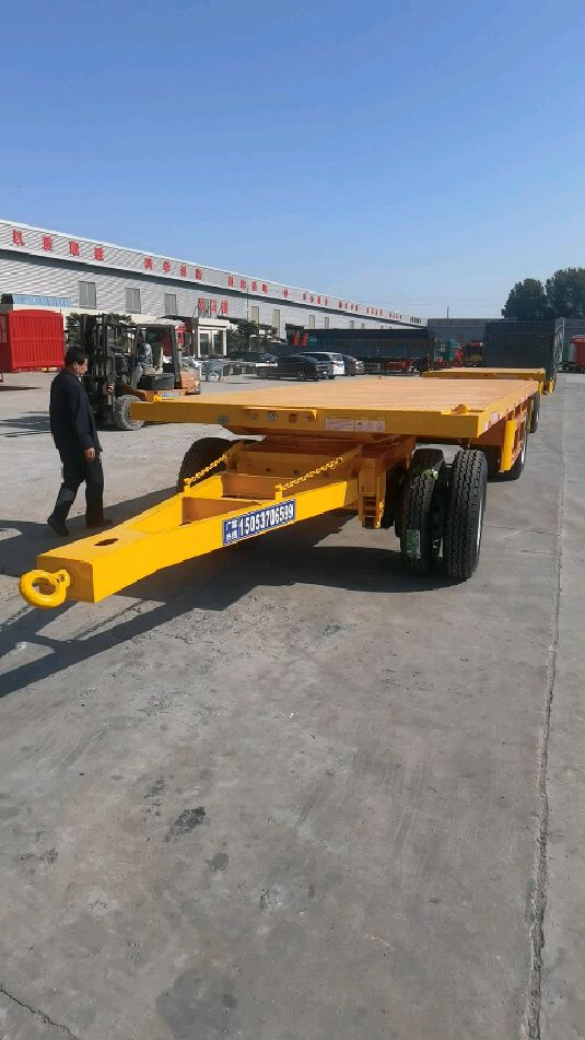 6米集装箱平板全挂车,二桥拖拉机牵引挂车载重30吨-度小视