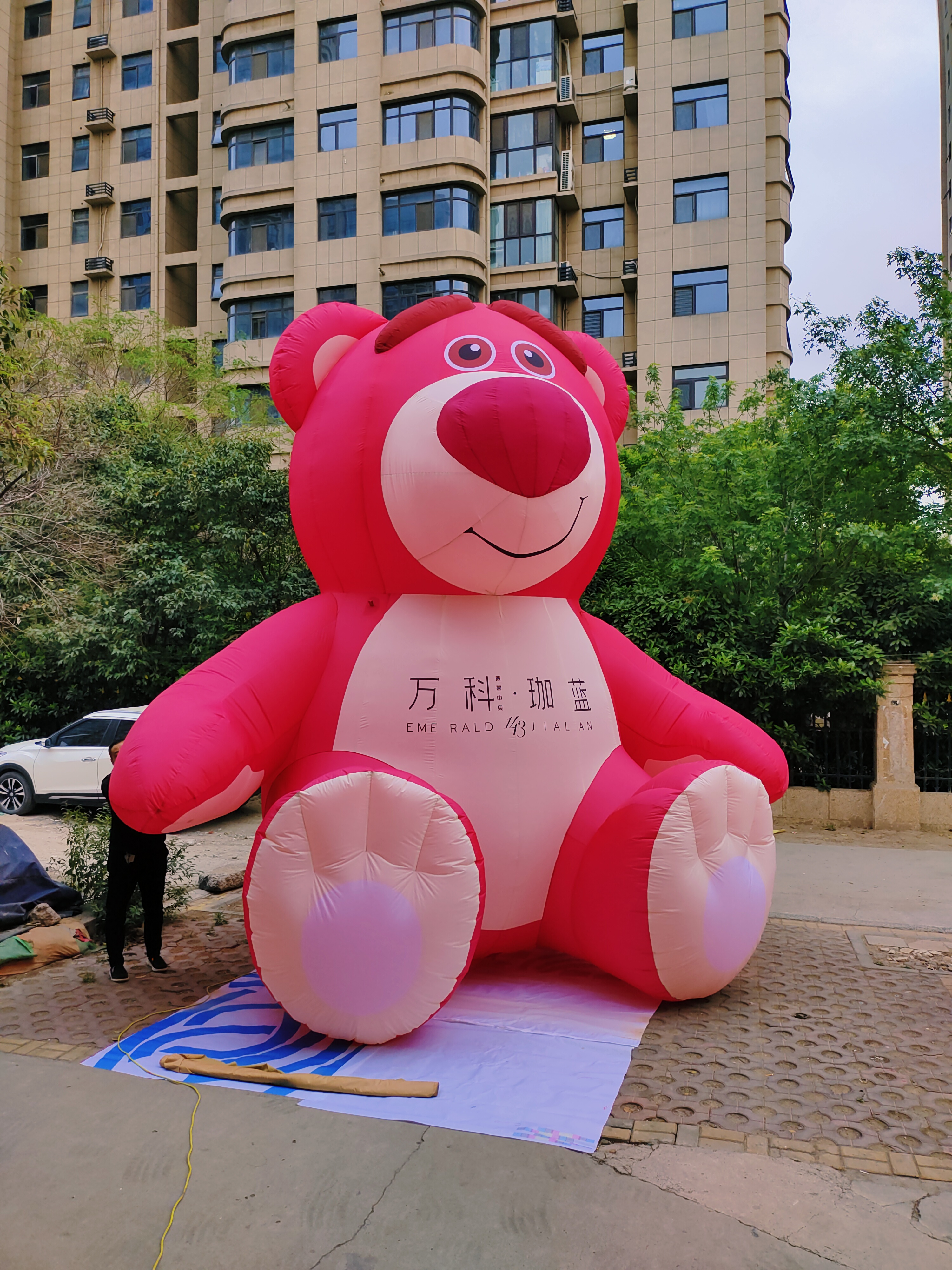 充气草莓熊气模丨气模厂家定制大型充气模型丨商场售楼部大型气模