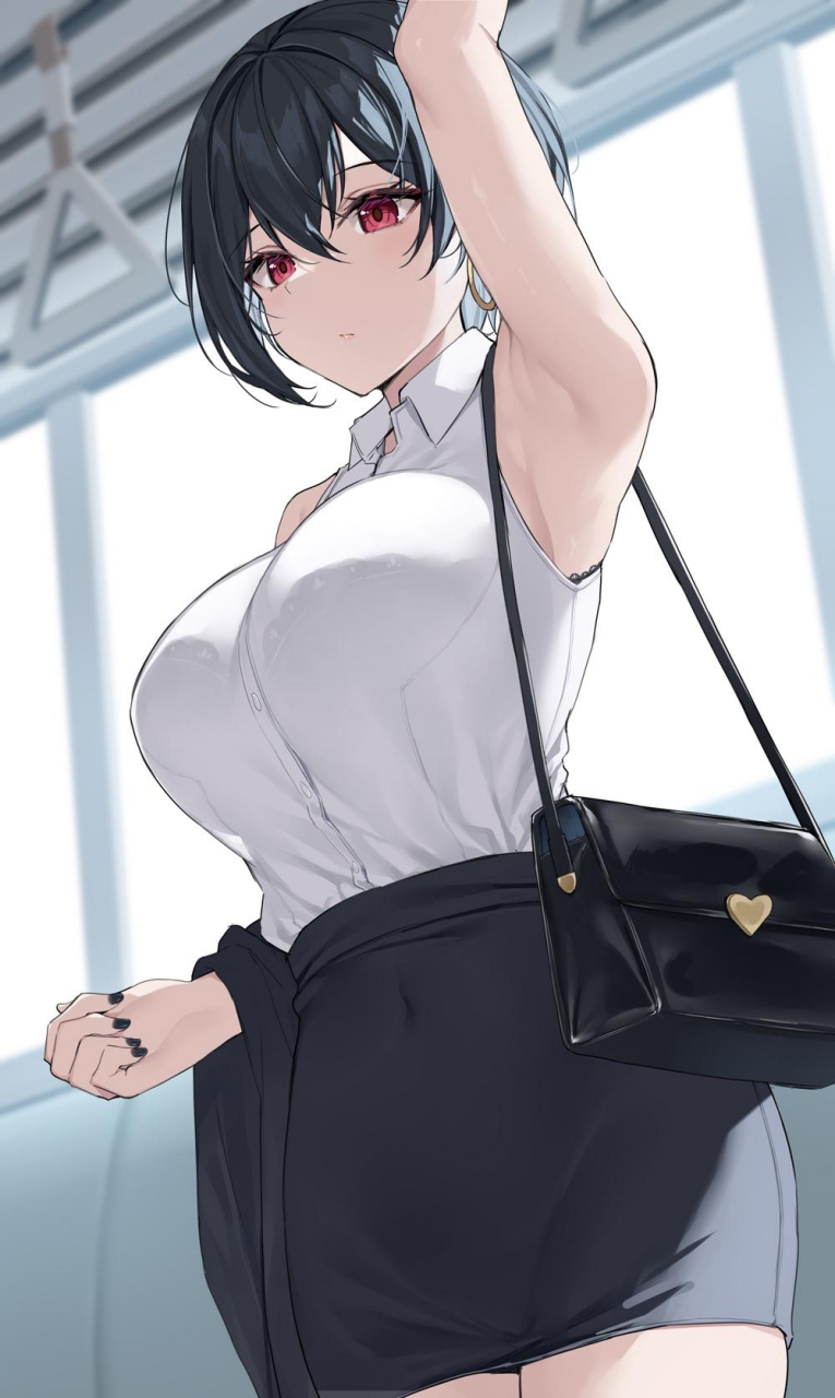给电车上的大姐姐让座![奥利给]#二次元#  画师:xe(いくしー)