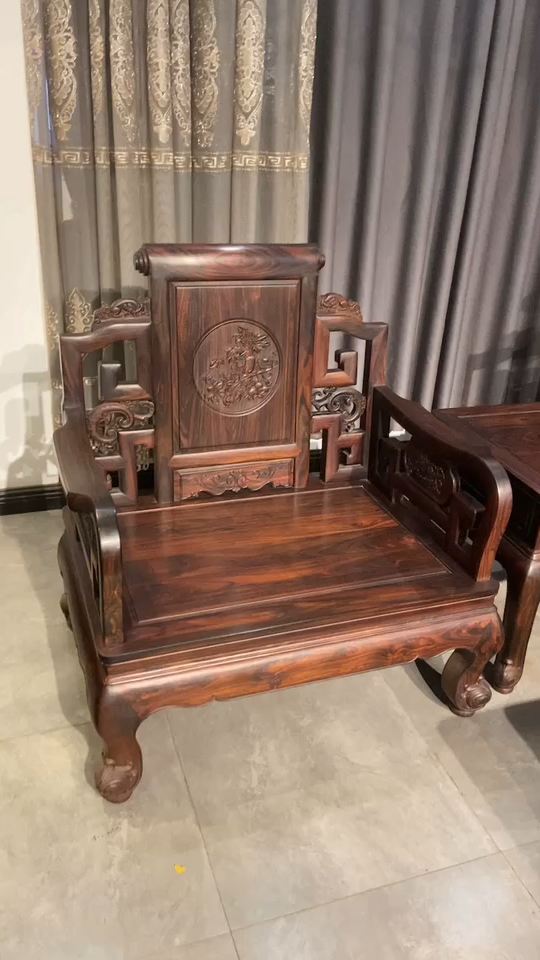 阔叶黄檀沙发原木擦蜡国标红木印尼黑酸枝沙发