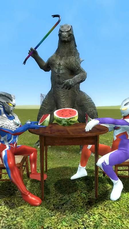 奥特曼正在吃西瓜却被怪兽抓住了-度小视