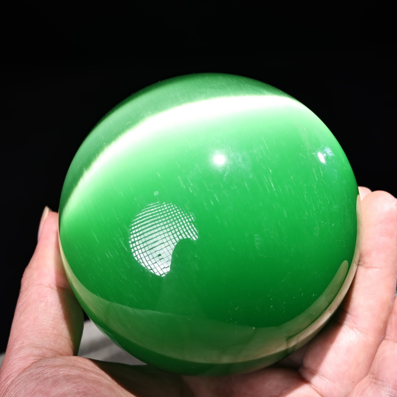 旧藏下乡收清代宫廷御藏极品罕见绿包大猫眼石球一颗 品相保存完好