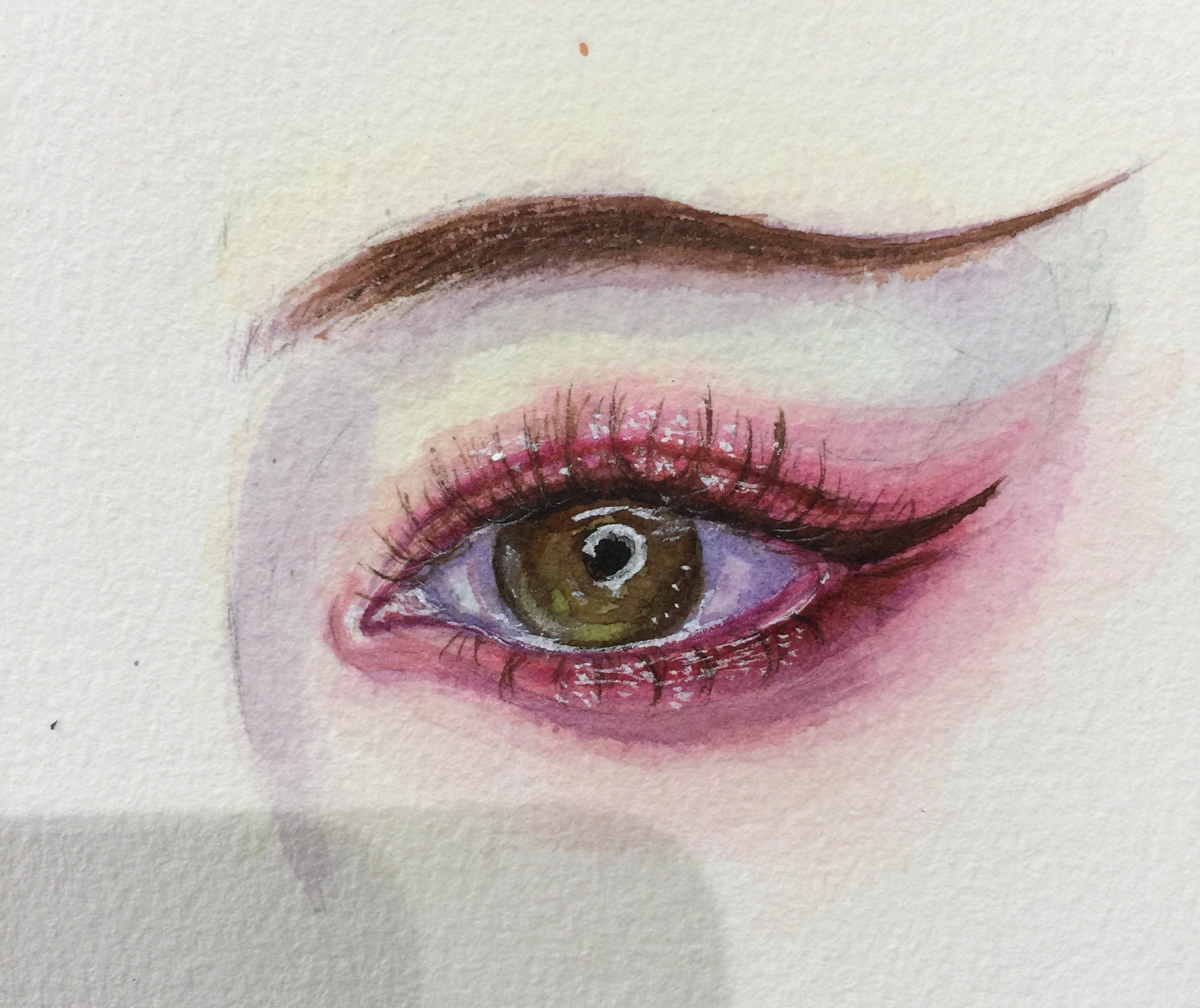 愿做你眉眼间的那抹紫,水彩古风眼睛