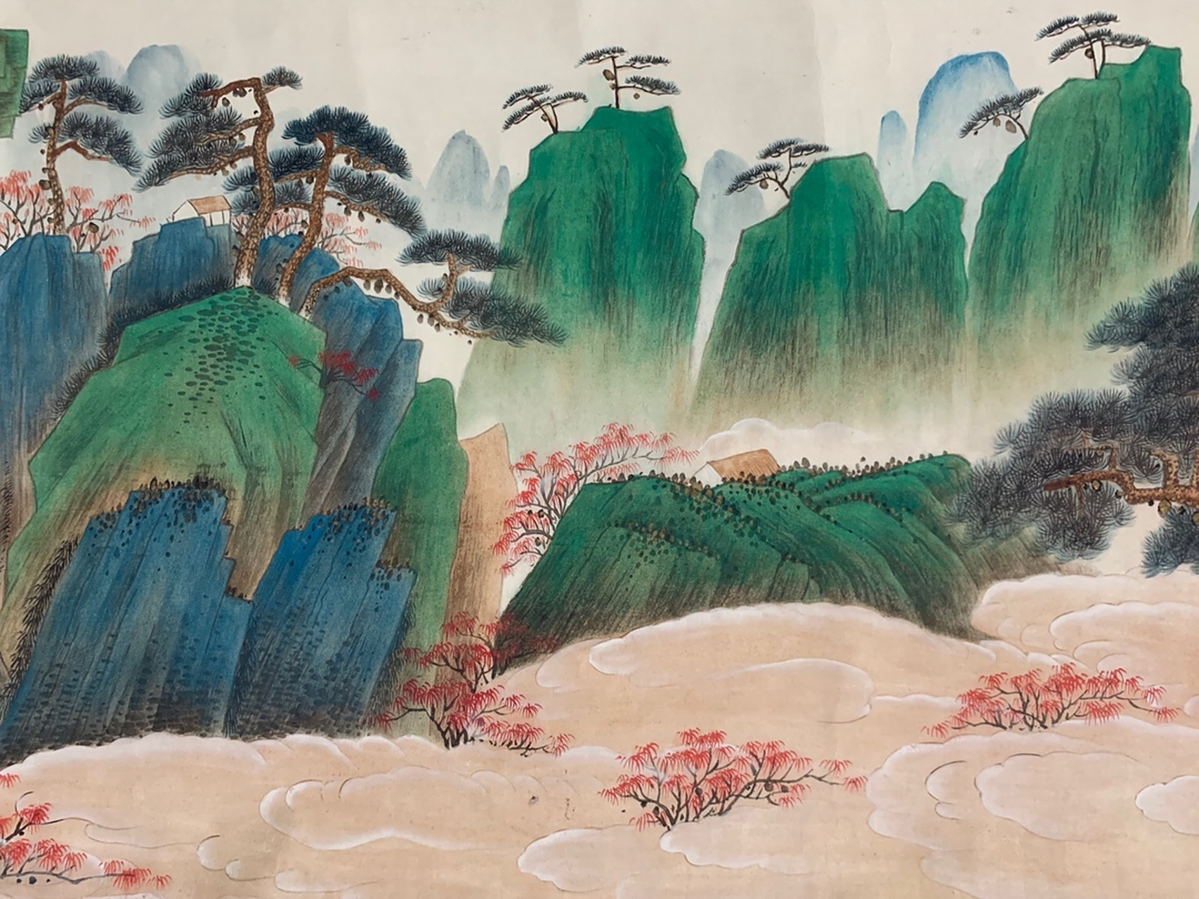 横幅长卷画 张大千《漫川布景》有库存 装裱尺寸:183*68/cm 画芯尺寸