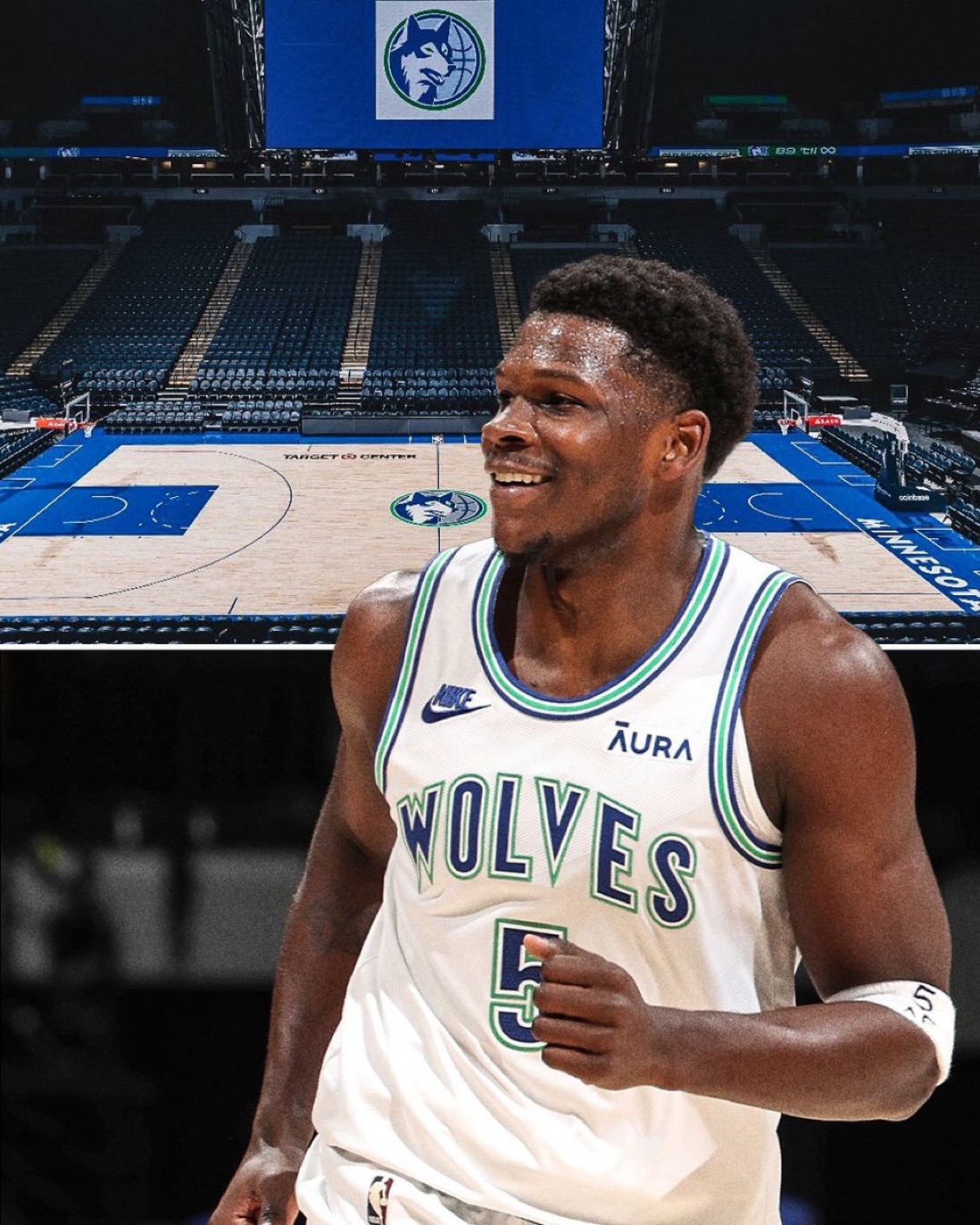 森林狼队的复古球衣和球场冬天的第一张照片 nba