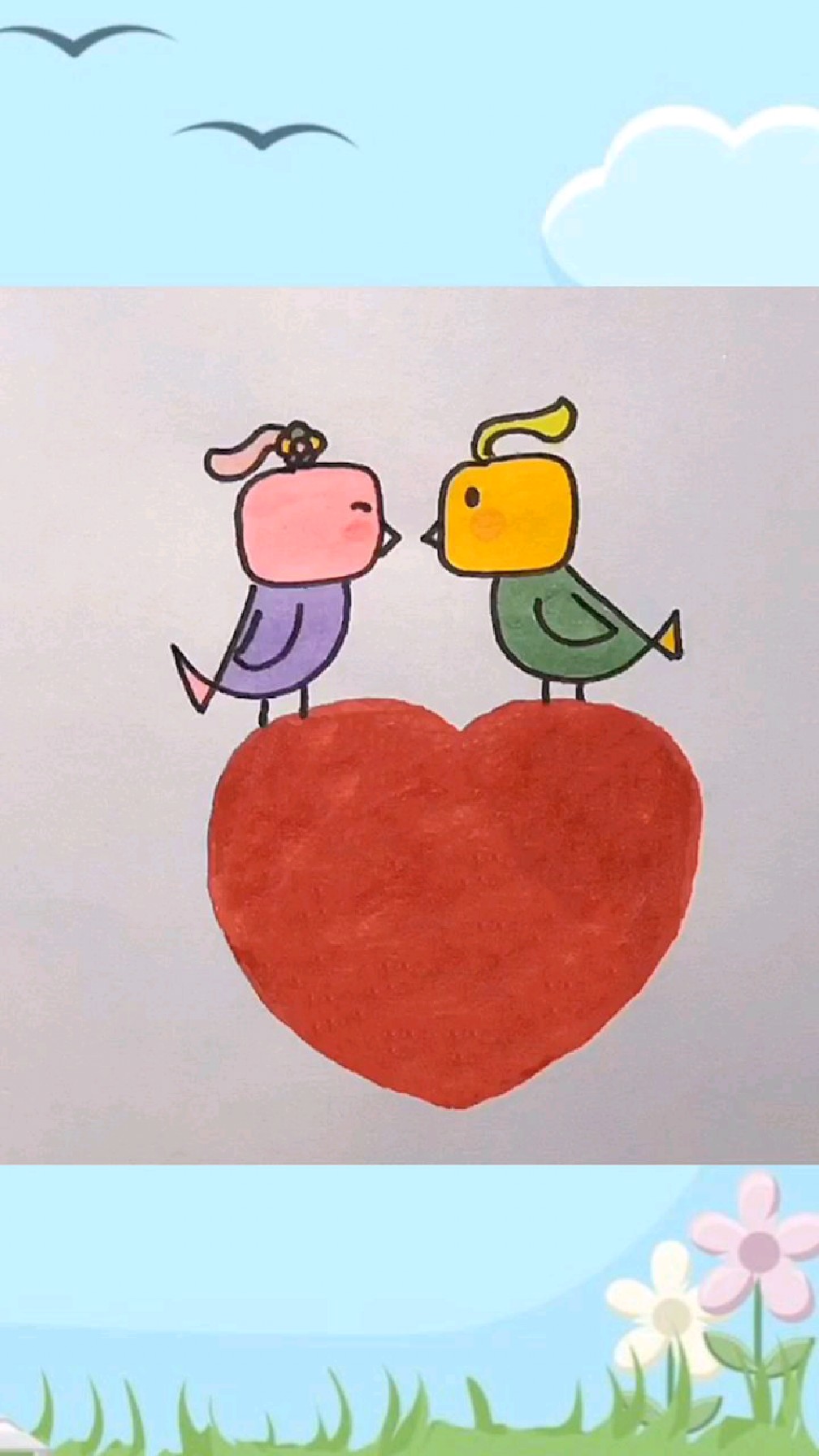 简笔画可爱的两只小鸟