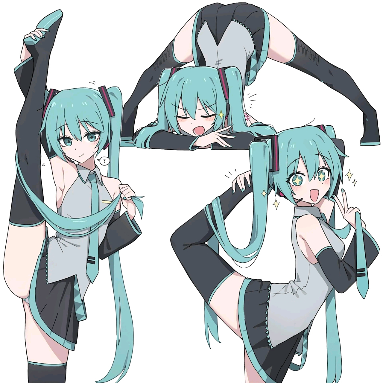 二次元# 能摆出各种神奇姿势的初音未来[滑稽]