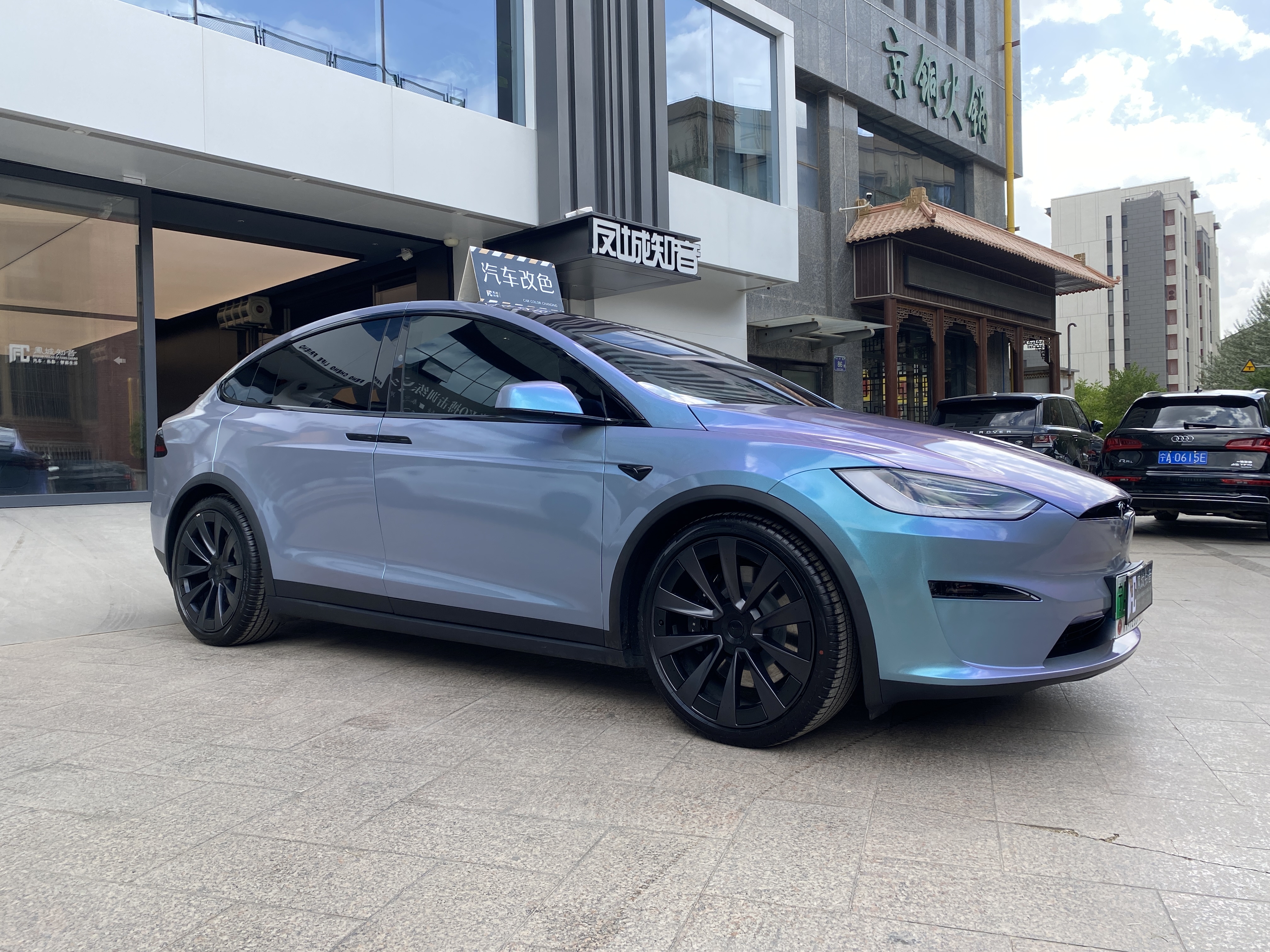 凤城知音|特斯拉modelx改色灰魅蓝