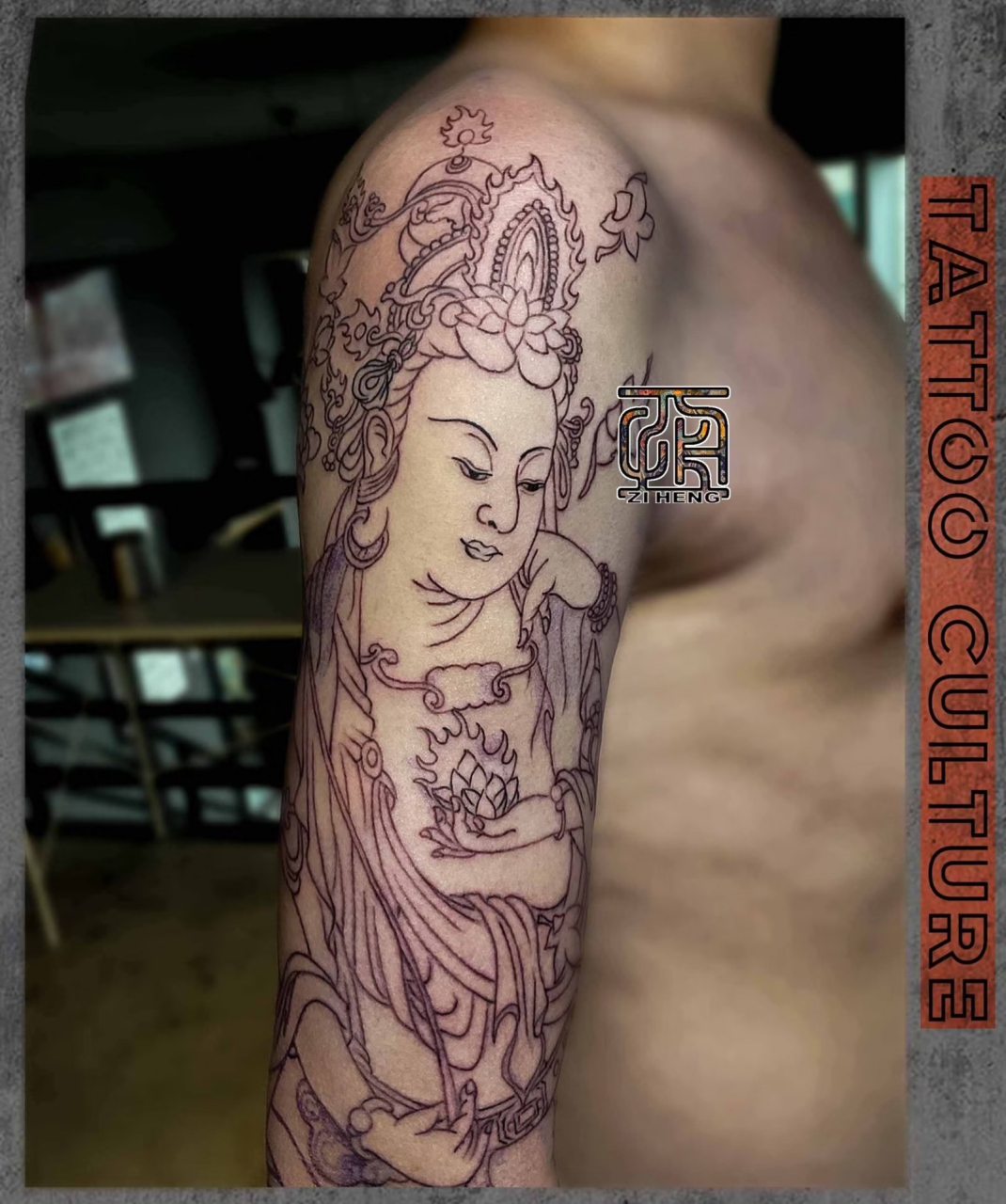 子恒刺青# 四臂文殊菩萨纹身.