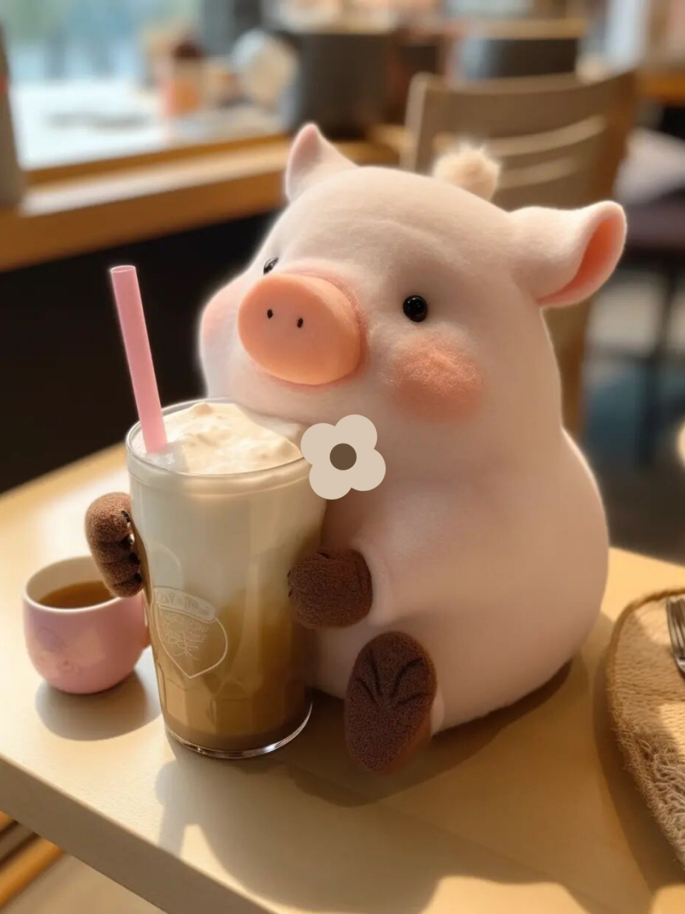 猪猪喝奶茶!