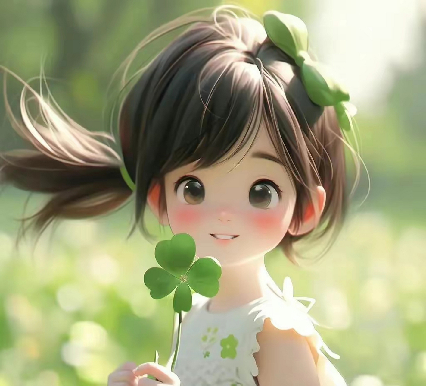 四叶草女孩头像#晒出上学时的你