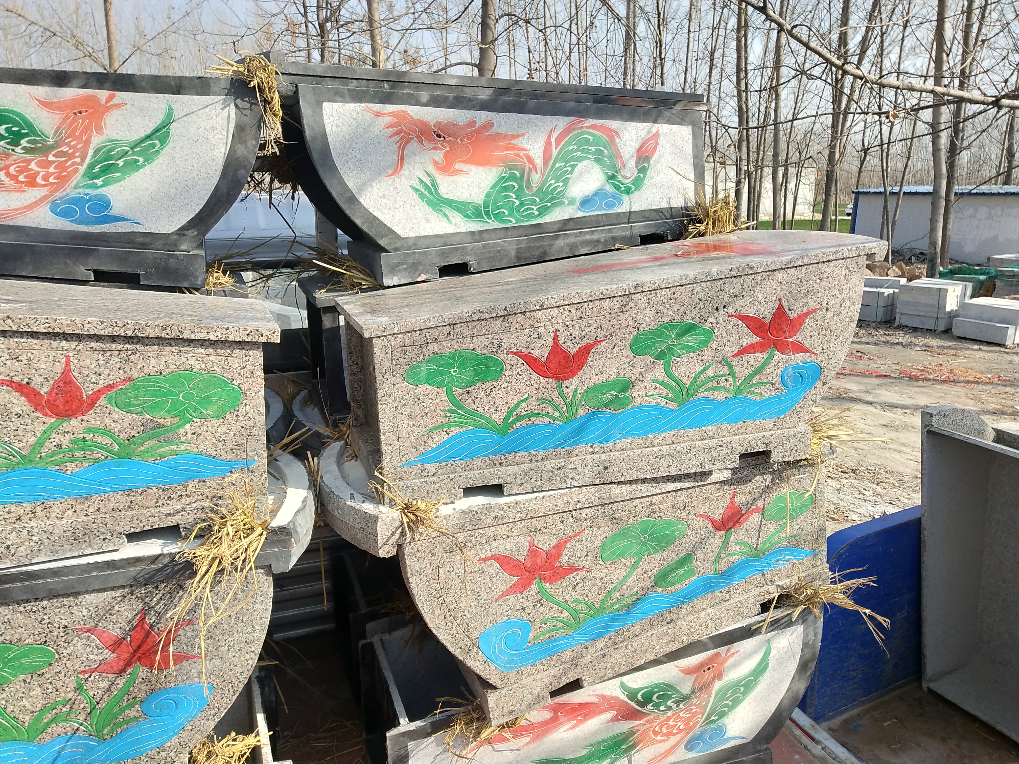 迁坟石头棺材大理石寿材花岗岩下葬