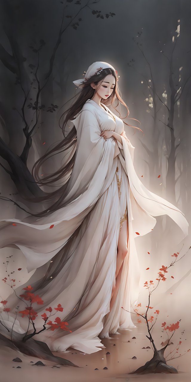 古风白衣飘飘女子#ai创作古风美女计划