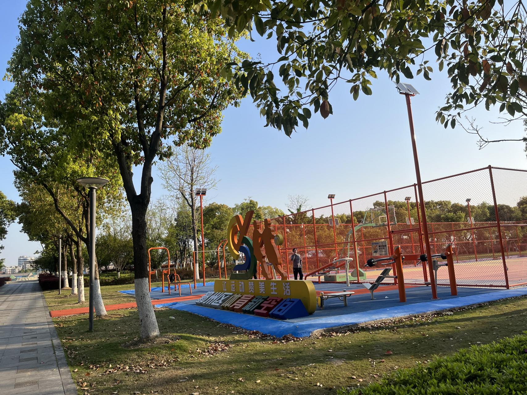 邻居跑友继续跑第二趟来回,她要跑一小时,十公里.她比我年长十岁