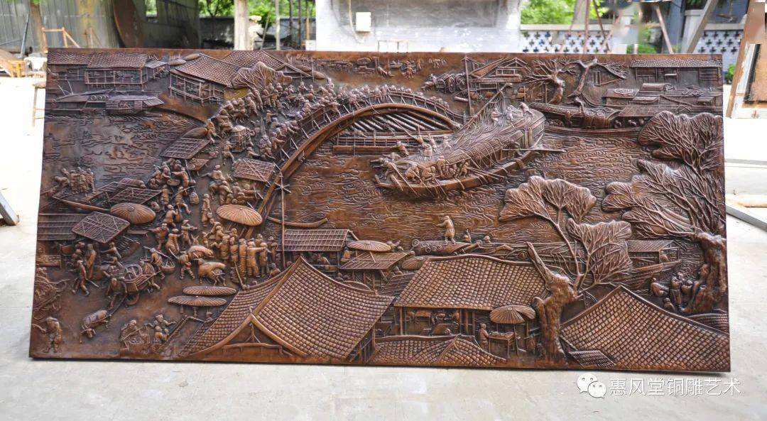 纯铜锻造 清明上河图 紫铜浮雕,盛鼎浮雕厂家