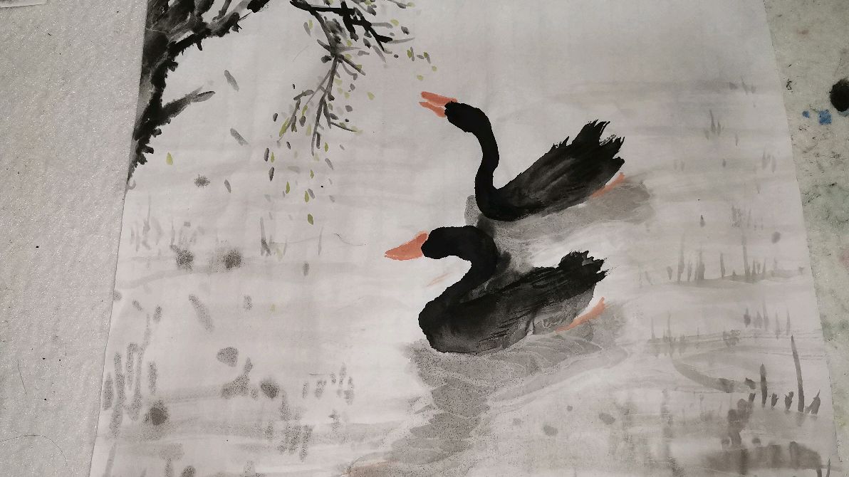 国画写意画 简单几笔画出可爱生动的鸭子