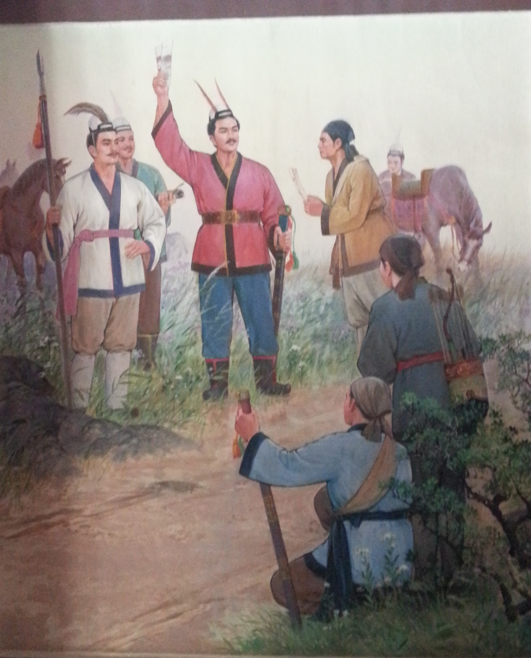 东明王高朱蒙神话传说,东明王陵里的壁画  东明王陵里的壁画,讲述的是