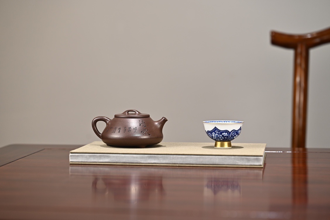 宜兴紫砂姚丽云全手工心舟石瓢紫泥