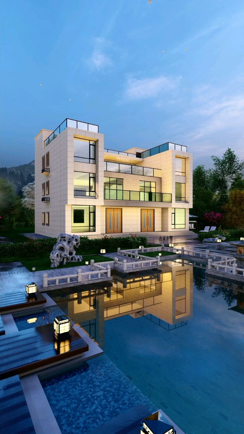 现代风格双拼别墅推荐,外观简约时尚,简单易施工-度小视