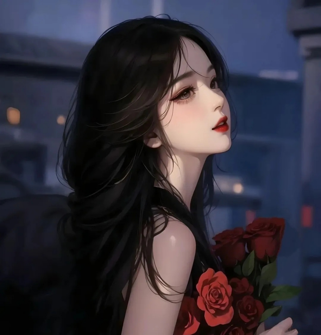 感性美丽玫瑰花少女头像