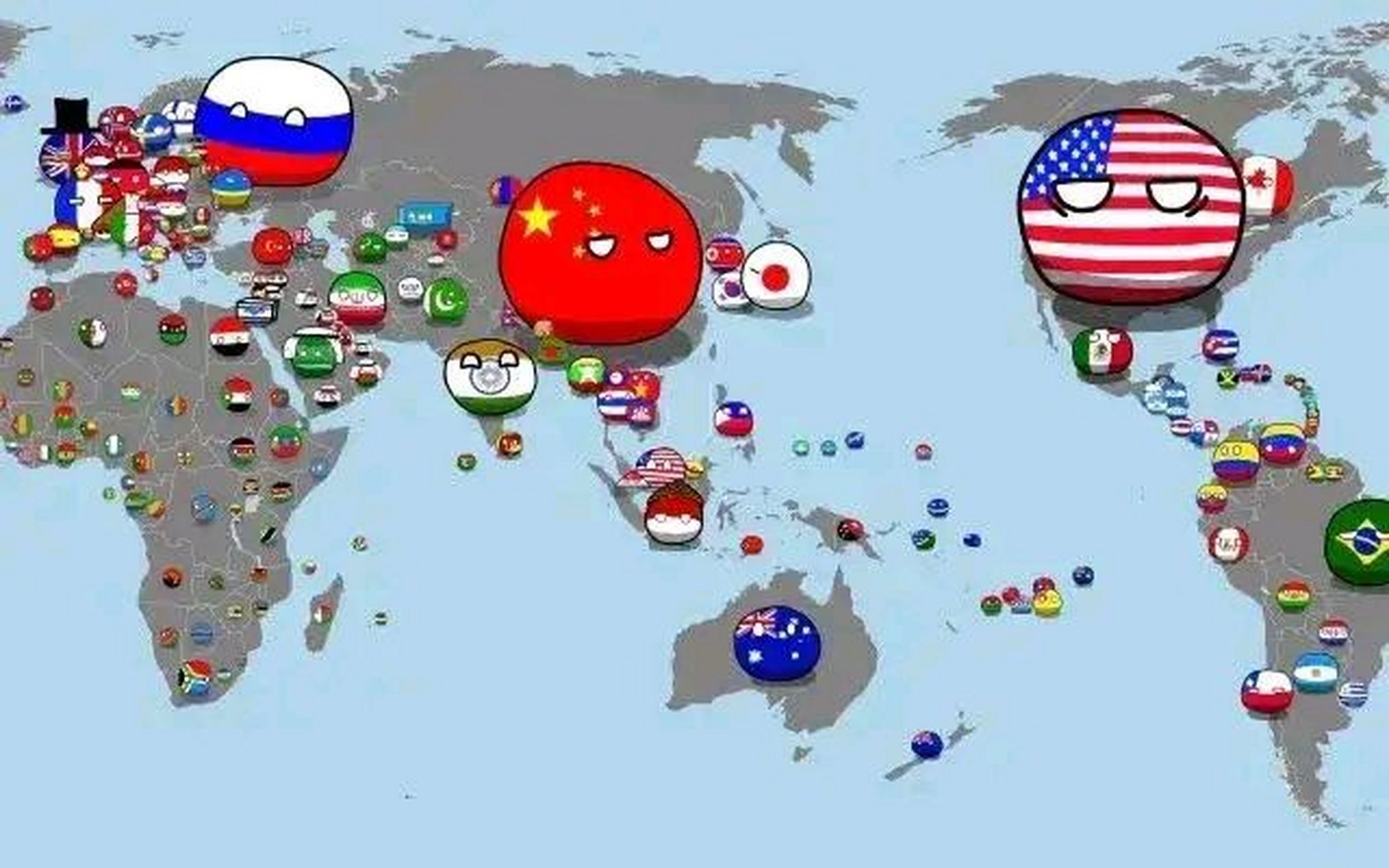 韩国人不高兴了!据说是描画的各国当今国际地位与世界全家福!