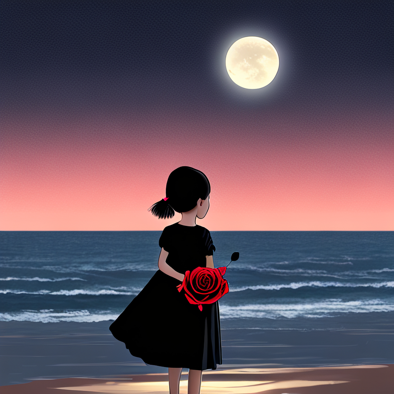 月光下娇艳的红玫瑰.