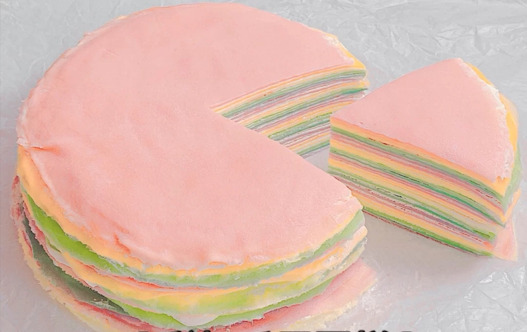 彩虹千层蛋糕好松软,少女心爆棚甜品,手残党都会做,快收藏!