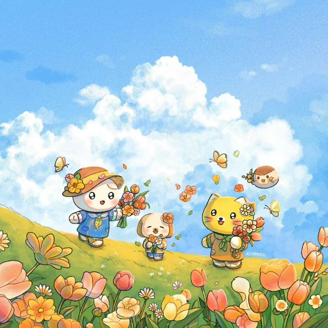 插画师 acornzzi 作品里的春天