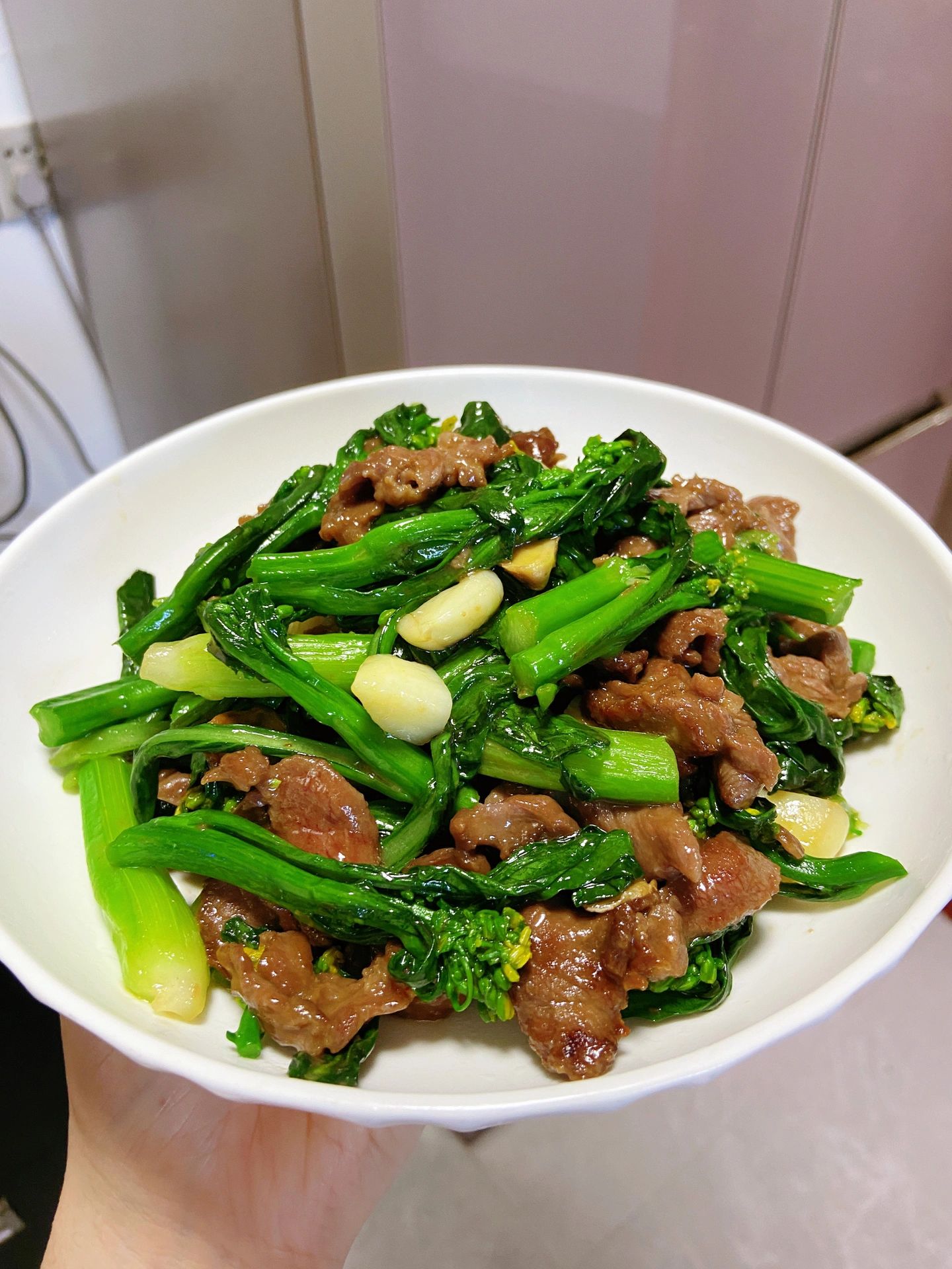 很甜很嫩的菜心炒牛肉 简单家常菜 一定要用大火快炒这样青菜不会出