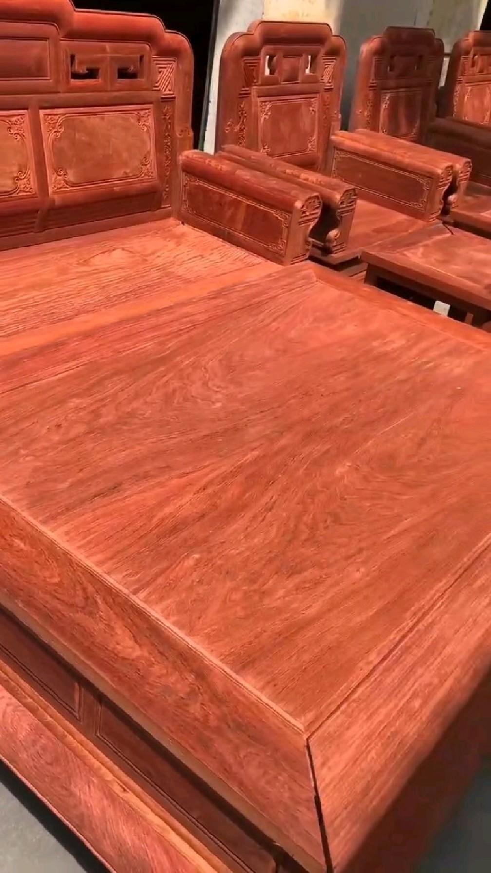缅甸花梨红料10件套沙发半成品原木色