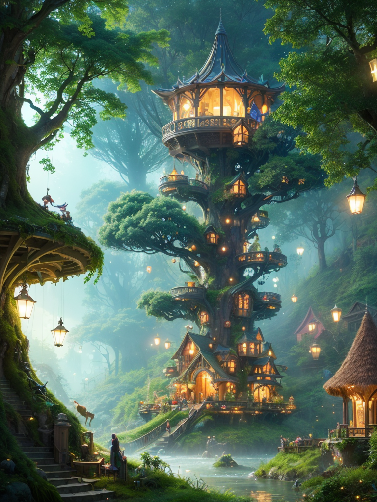 魔法森林里的树屋