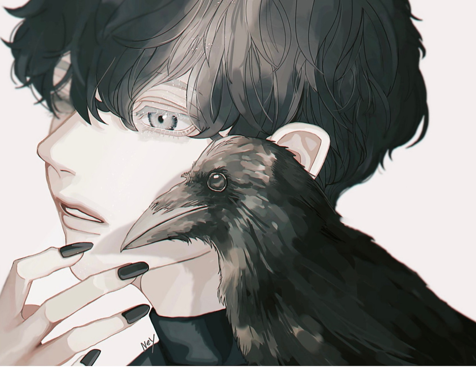 画师ney笔下的忧郁少年们#插画#    twi:cognacbear #魅世海棠